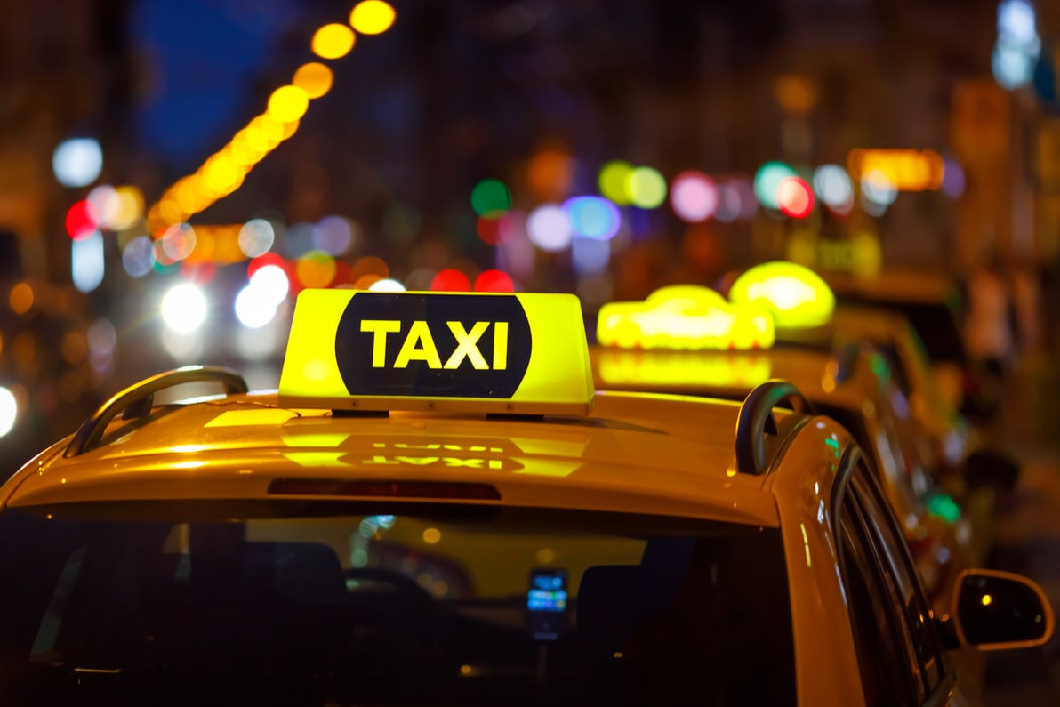 Yellow taxi cab detail